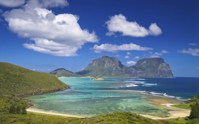 View south over lagoon to Mt Lidgbird and Gower from Mt Eliza, Lord Howe Island